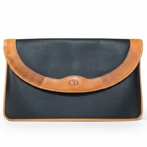Christian Dior Canvas & Leather Envelope Pouch / Document Clutch – Vintage